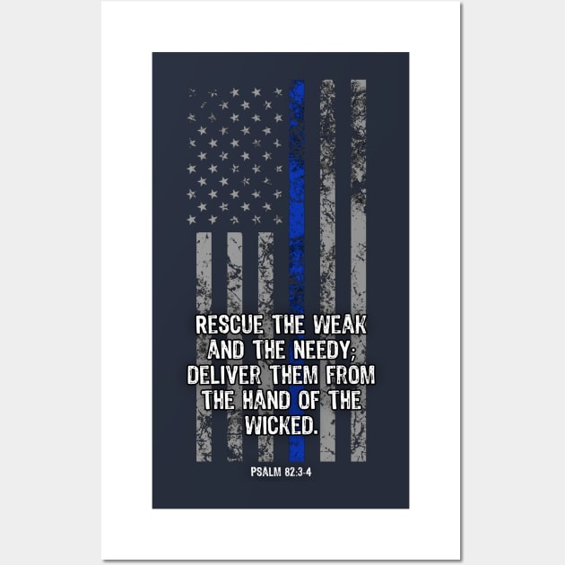 Thin Blue Line Flag Police Gifts Wall Art by Scar